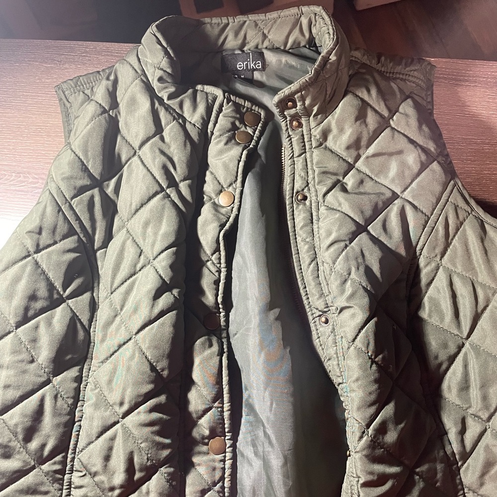 Olive green puffer vest